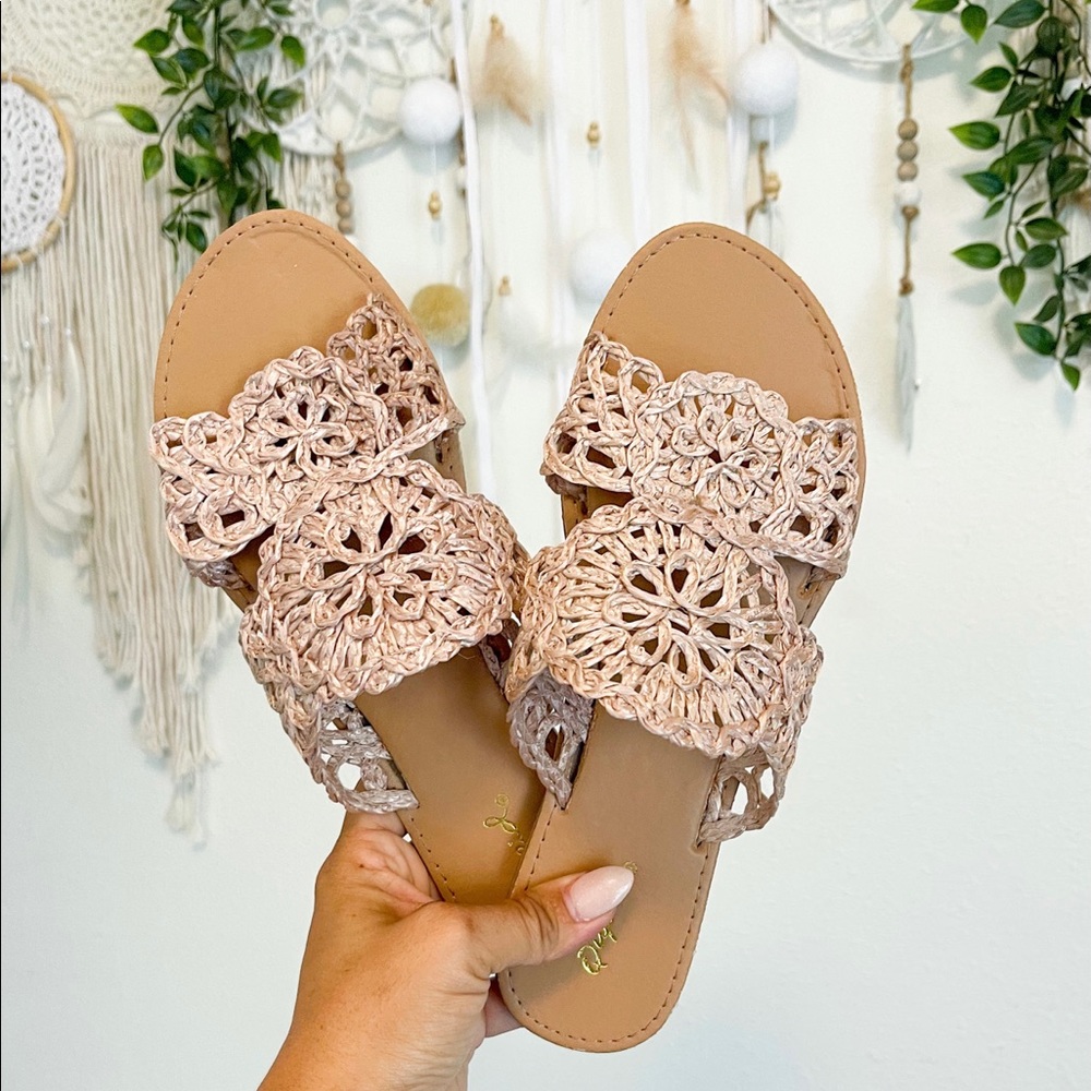 Blush Crochet Boho Sandals